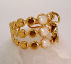 Bague Agathe - Perles dorées et blanches nacrées